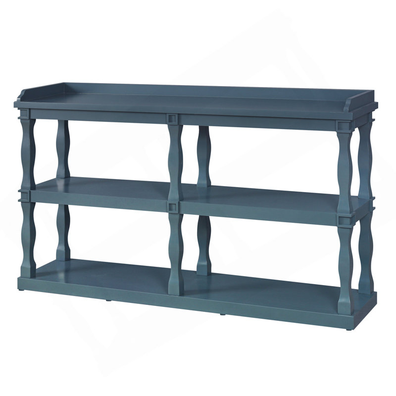 Console avec espaces de rangement ouverts à 3 niveaux et pieds de soutien à colonne romaine, table d'entrée avec canapé étroit pour le salon, l'entrée et le couloir