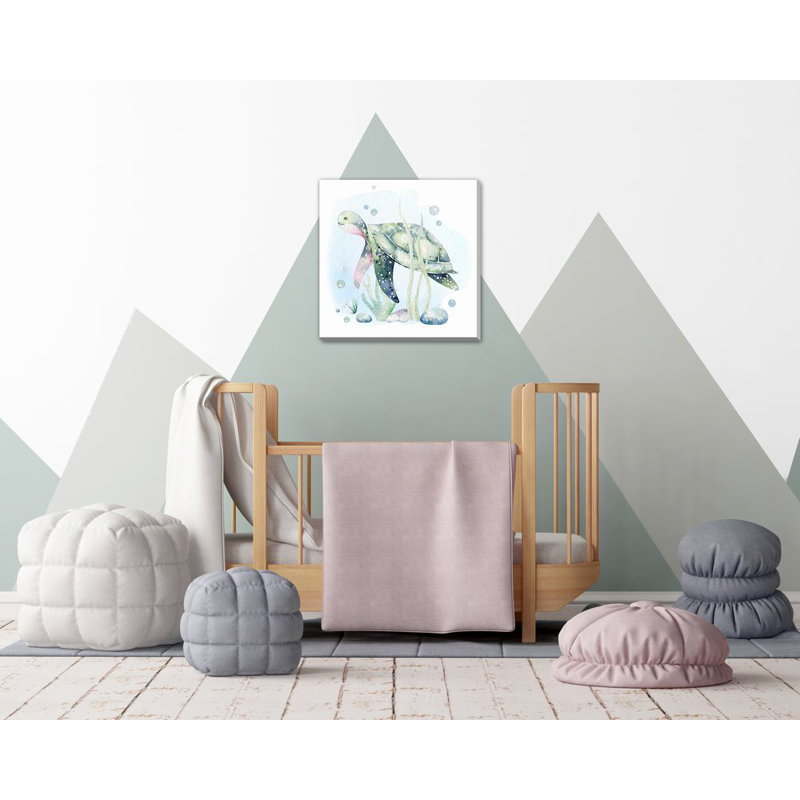 Tortue 1, art mural sur toile, Sans cadre, H 24 po x l 24 po
