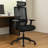Rolling Office Chair With Headrest, Black Mesh, Foam, Swivel Seat