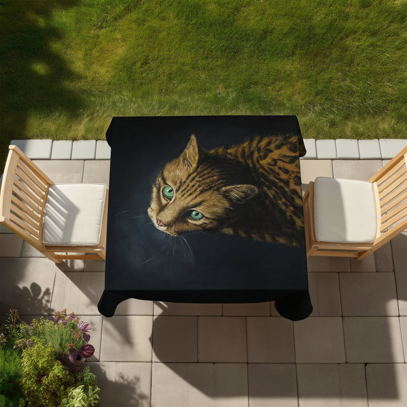 Bengal Cat Tablecloth | Brown Pet Decor for Indoor/Outdoor