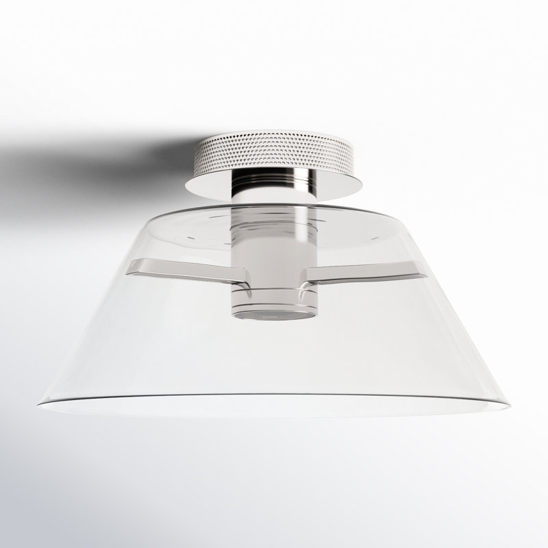 Hales - 17 Inch LED Semi Flush with Clear Glass, Polished Nickel