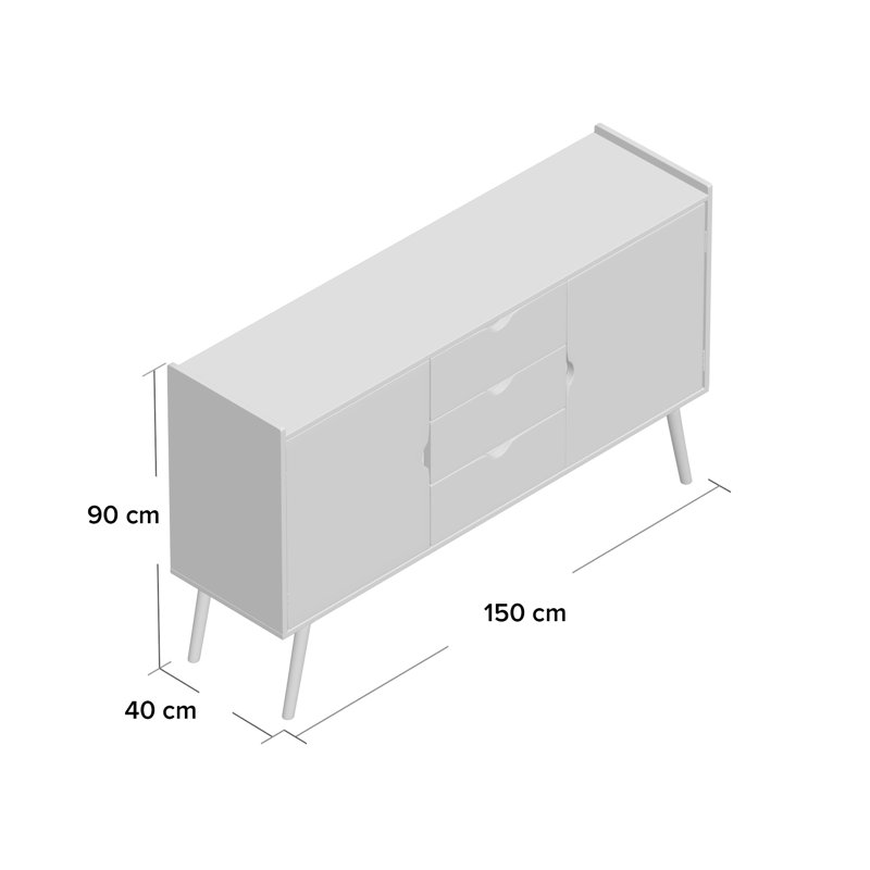 Rousseau 150cm Sideboard, Brown/White