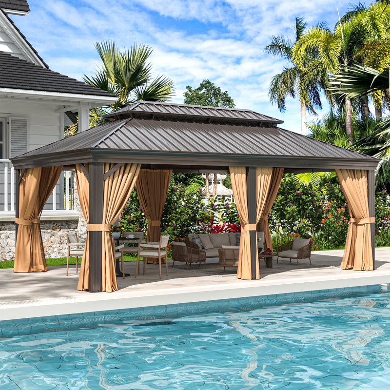 20'X12' All-Weather Aluminum Gazebo – 4.7-Inch Heavy-Gauge Frame & Built-In Water Diversion, Extra-Wide Columns For Unmatched Strength