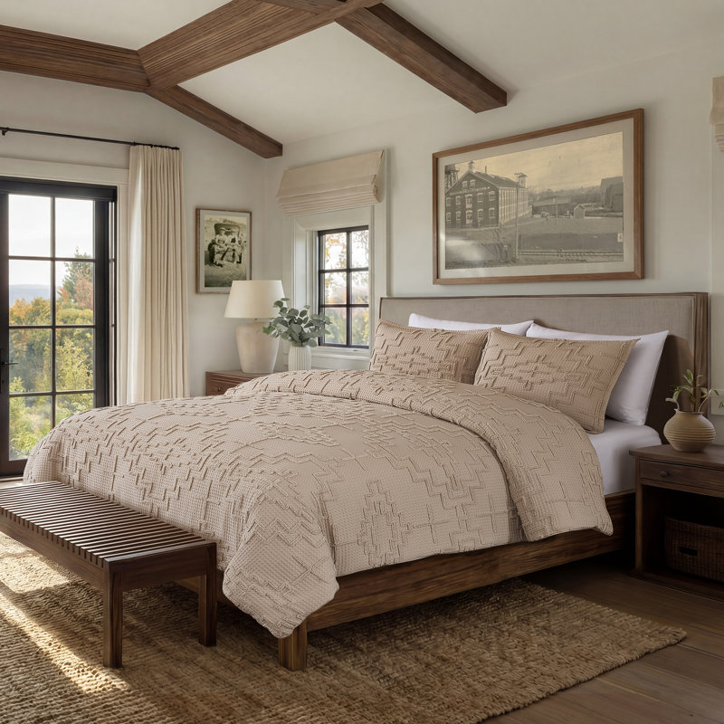 KIVA STEPS F/Q COMFORTER SET FEATHER GRAY, Queen Comforter + 2 Standard Shams