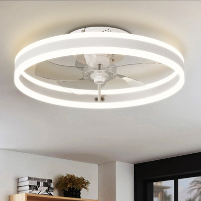 15.75" Low Profile Modern Style LED Ceiling Fan Light, APP+Remote Control, 6-Speed Fan, All Seasons