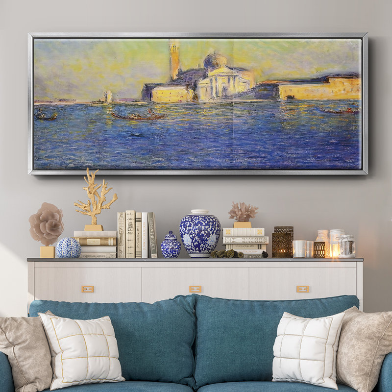 " San Giorgio Maggiore, 1908 03 ", Toile argentée avec cadre flottant, H 8 po x l 20 po x P 1,5 po
