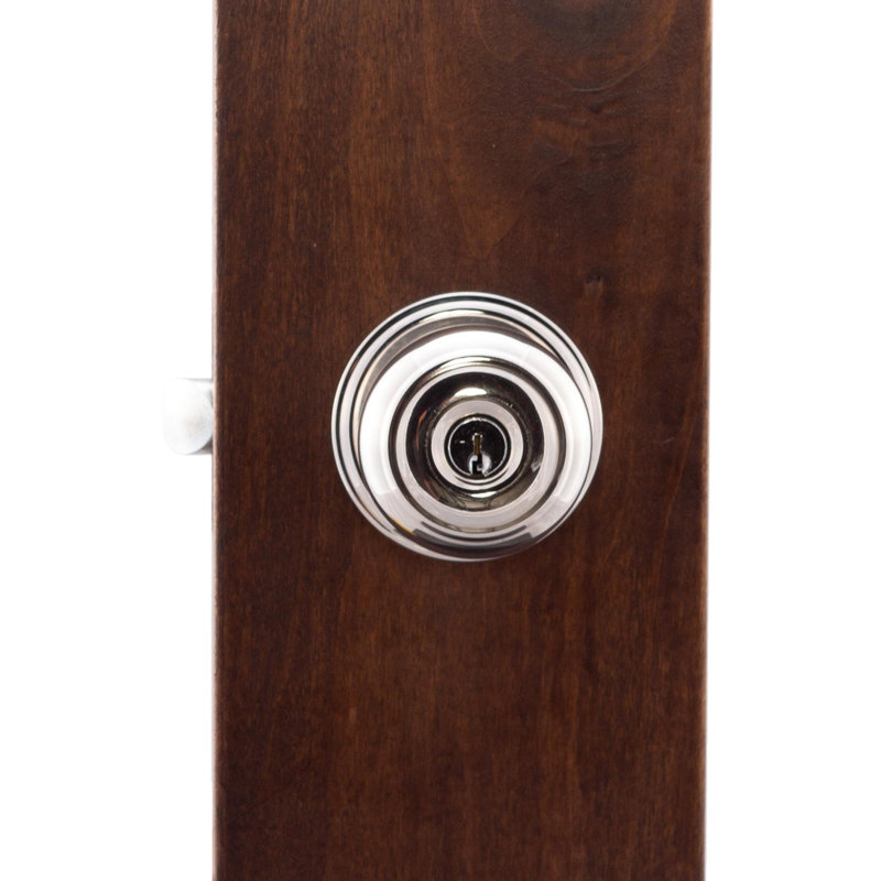 Colonial Keyed Door Knob, Polished Stainless Chrome