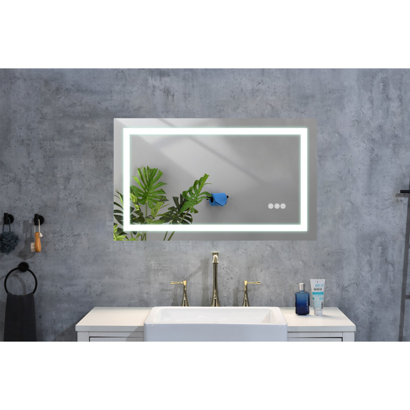 Miroir de salle de bain à DEL à intensité variable de 36 po x 24 po avec fonction de brouillard, 3 options de couleurs, pour le maquillage, les soins de la peau, le rasage et les vêtements