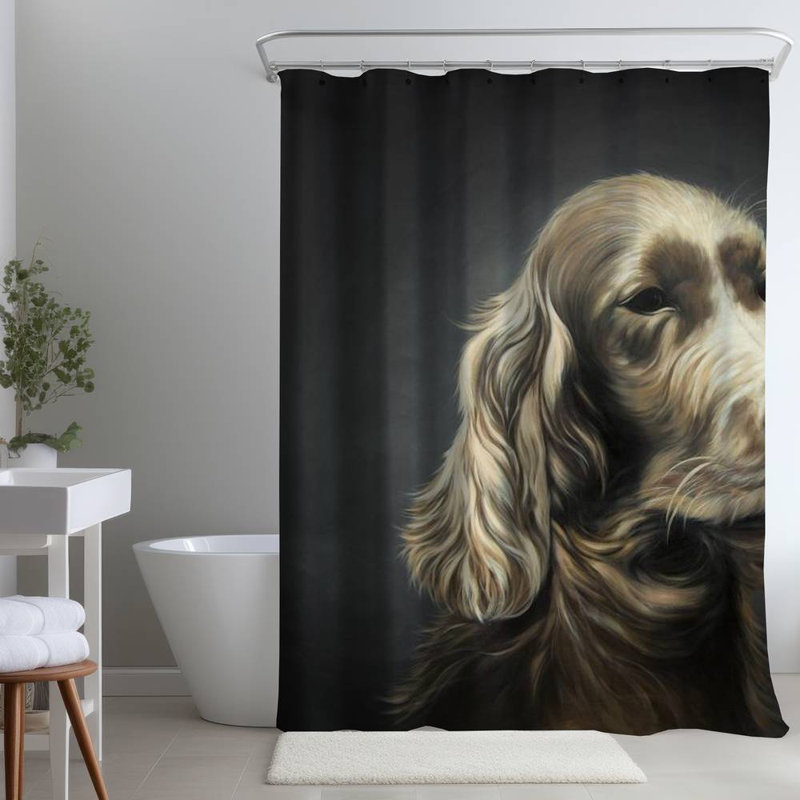 Shower Curtain AN490 – Polyester Shower Curtain, Dye Sublimation Print, 71" W × 74" L