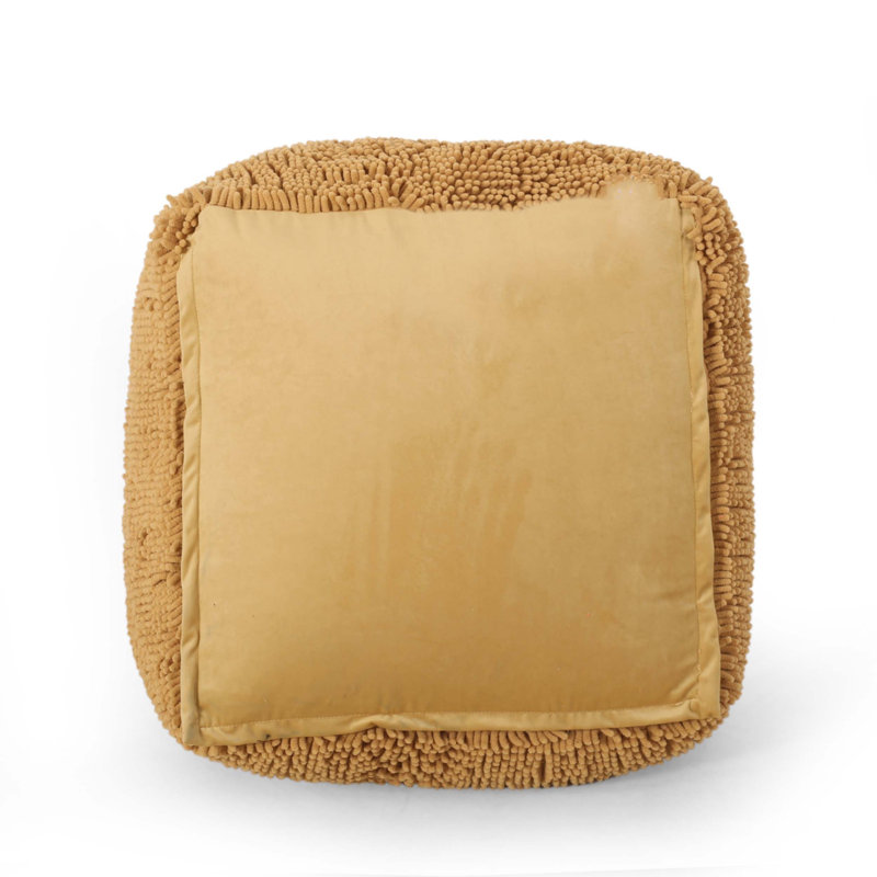 Pouf carré en microfibre Spongy, jaune