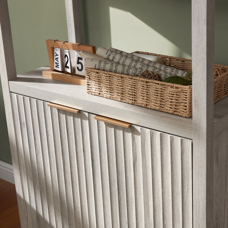 Bibliothèque de rangement Nicolee H 71 po (ensemble de 2), Chêne gris-beige