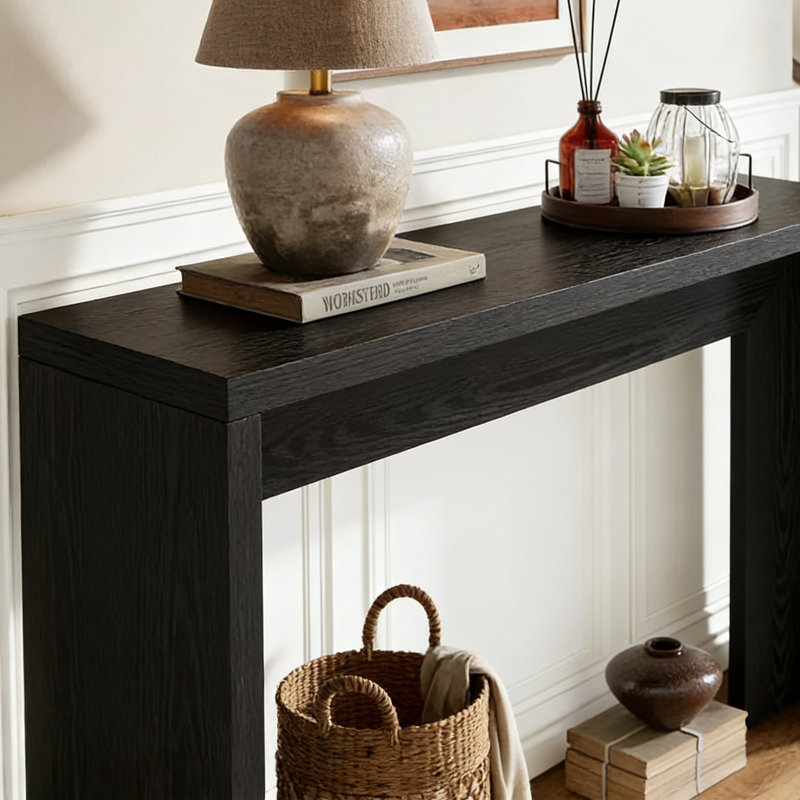 Console moderne de style simple noir, H 31,5 po x l 50,4 po x P 11,8 po