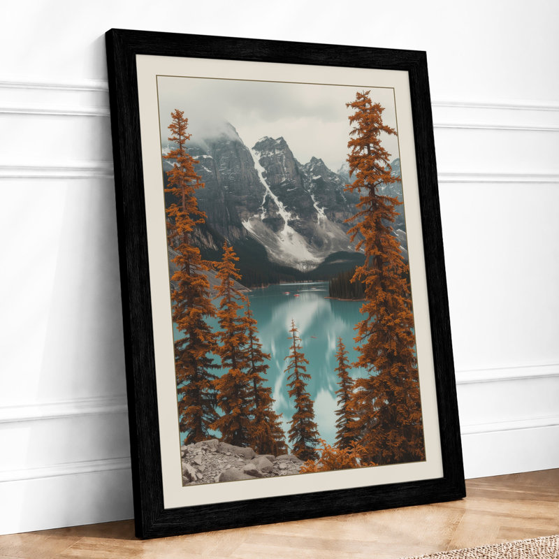 Alpine Lake At Dusk Scandinavian - Print, Black, A3 - 42.0 x 29.7 cm