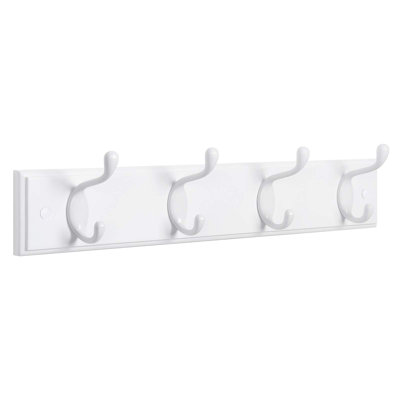 Wall-Mounted Coat Rack, Hook Rack, 4 Dual Metal Hooks
