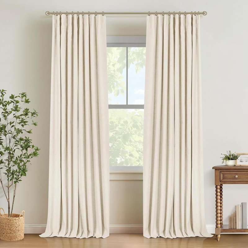 100% Blackout Curtains for Bedroom 2 Panels, Cream, 50"W x 108"L (Pack of 2)