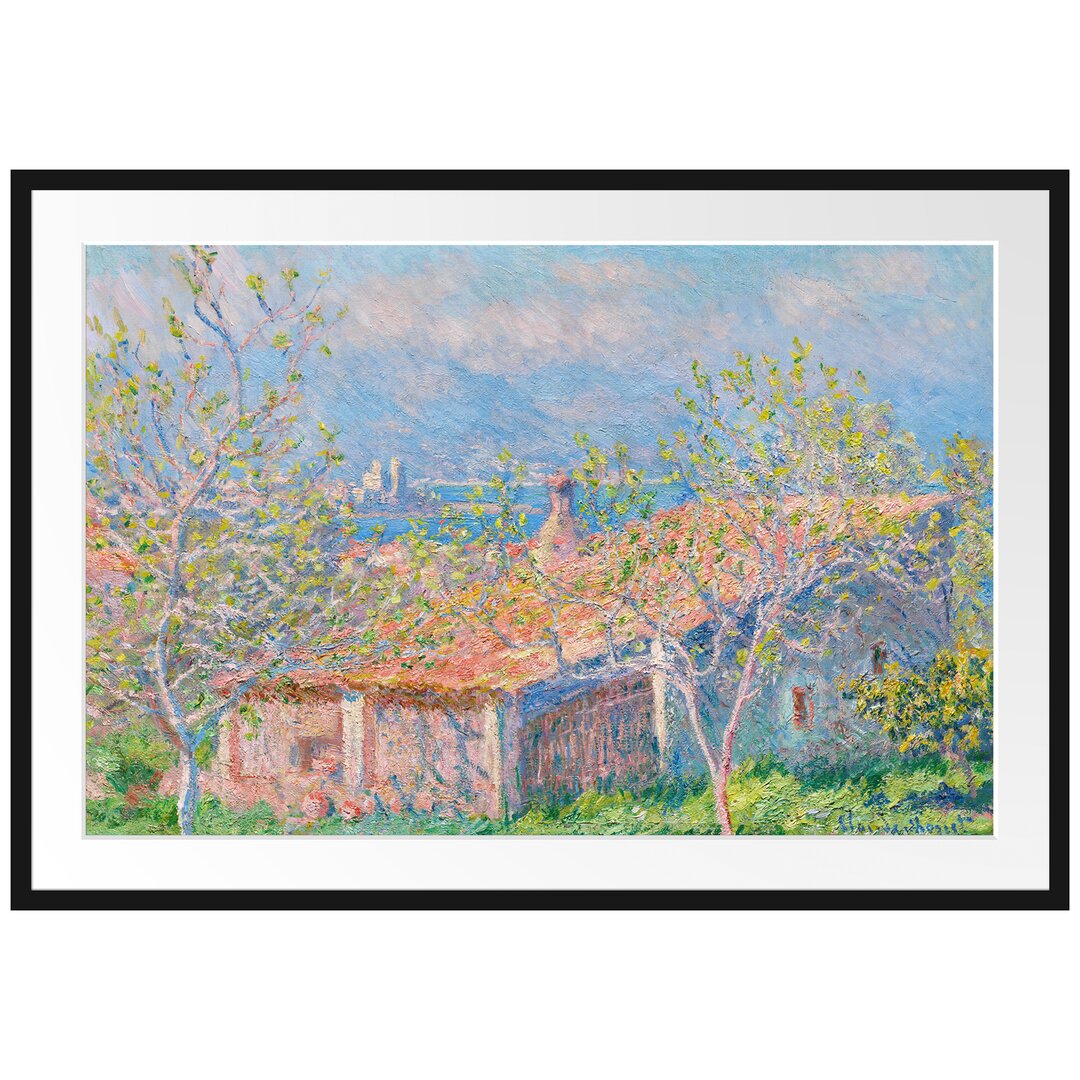 Gerahmtes Poster Gardener Cottage in Antibes von Claude Monet