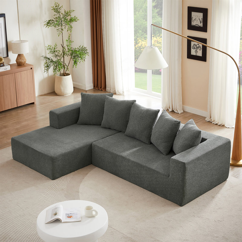 Ensemble de canapé modulaire en L, canapé modulaire de style minimaliste avec tissu chenille et confort moelleux pour des espaces de vie polyvalents