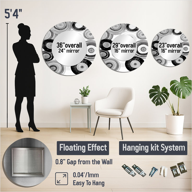 Miroir mural Radial, 23" x 23"