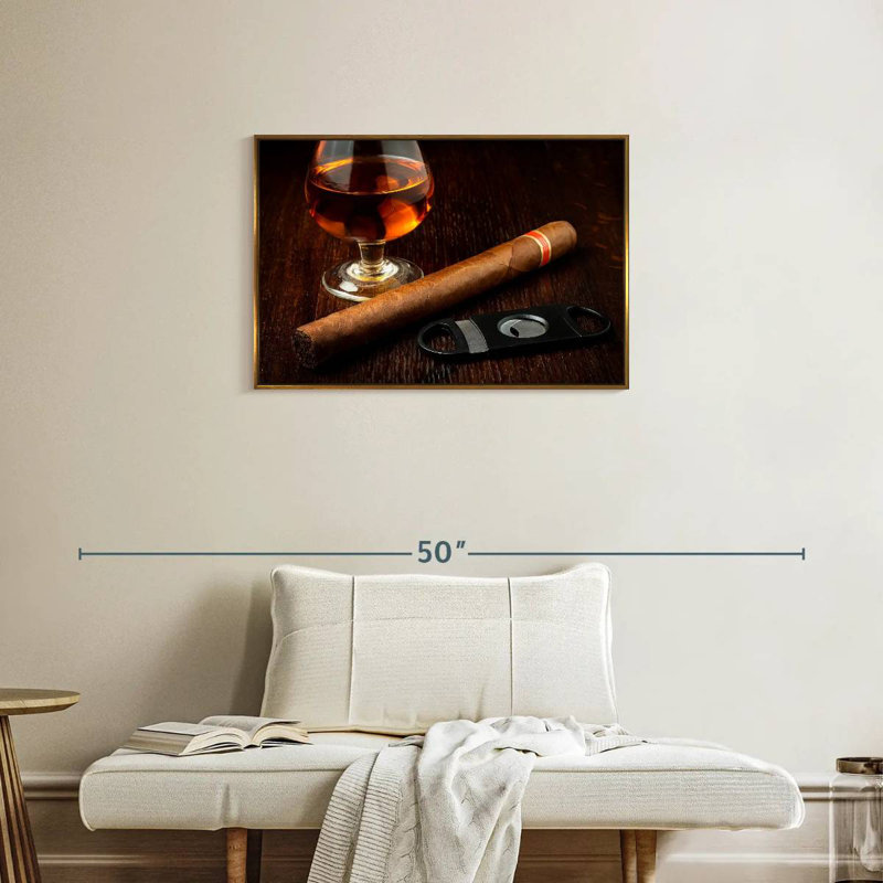 Verre de rhum, Cadre flottant doré, 31 po x 21 po