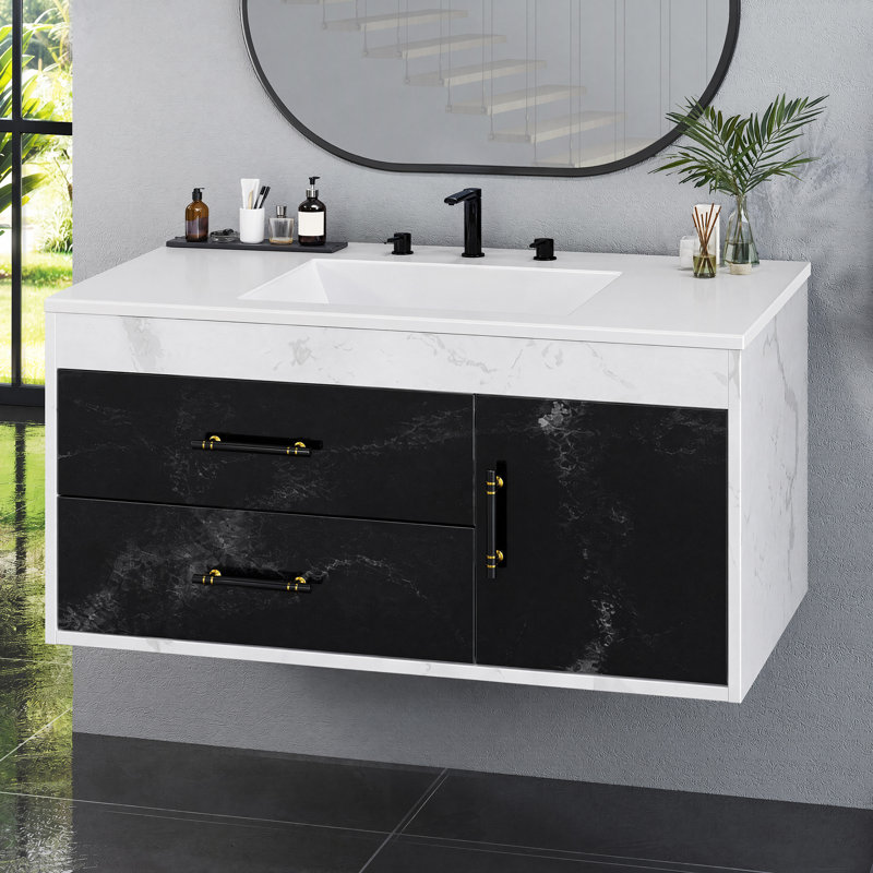 Meuble-lavabo flottant 36 po avec lavabo Balconera, White
