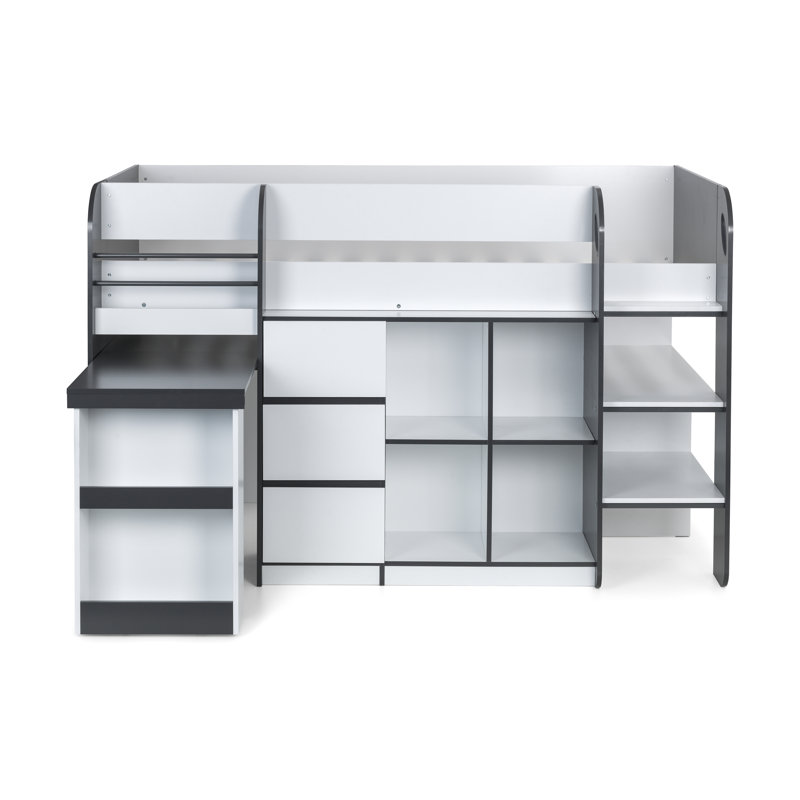 Fia 90 X 190cm Mid Sleepers with Storage Included, Charcoal/White