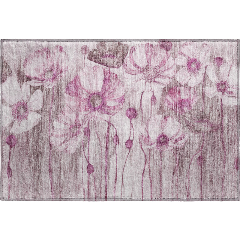 Premium Machine Washable Prisco Plum Rug, Rectangle 1'8" x 2'6"