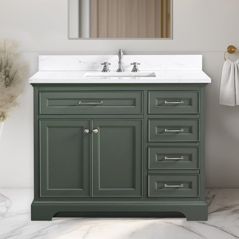 Ensemble de meuble-lavabo simple 42 po Aanayah, Vert rétro