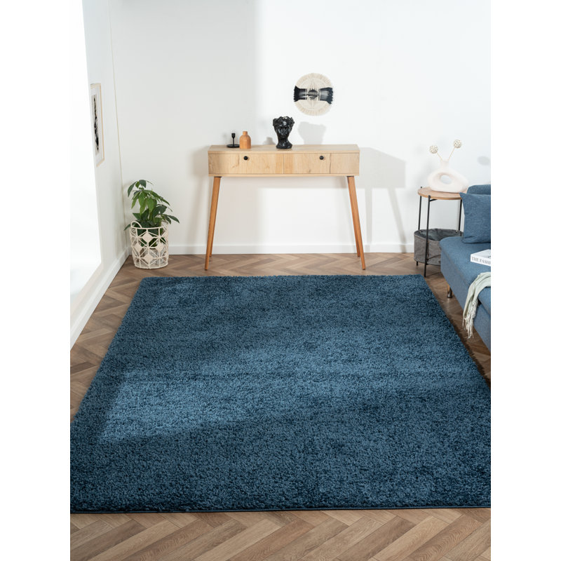 Shaggy Lush Dark Blue Rug, Rectangle 200 x 290cm