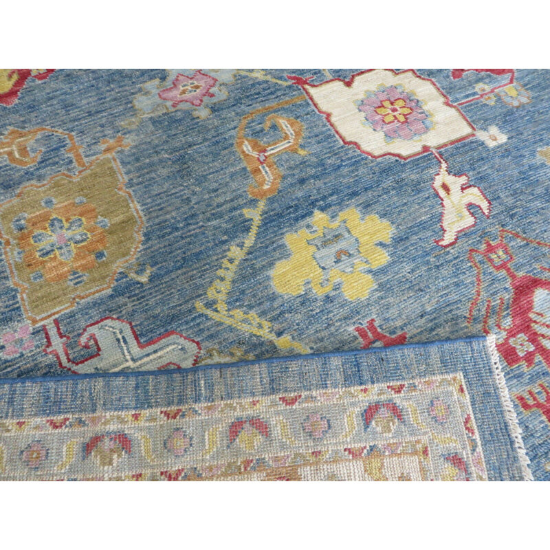 Tapis oriental turc bleu noué à la main 10 pi 4 po x 14 po 27ACD61D7F58446FAD2AA17DECEF375D