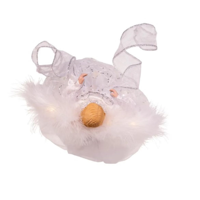 10-Inch Silver and White Lighted Angel Tree Topper