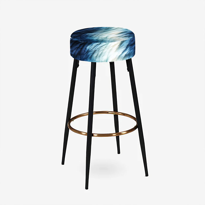 Ensemble de 2 tabourets de bar en marbre bleu et blanc Shibori