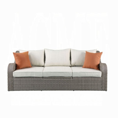 Canapé de patio Salena avec 2 coussins et 2 repose-pieds