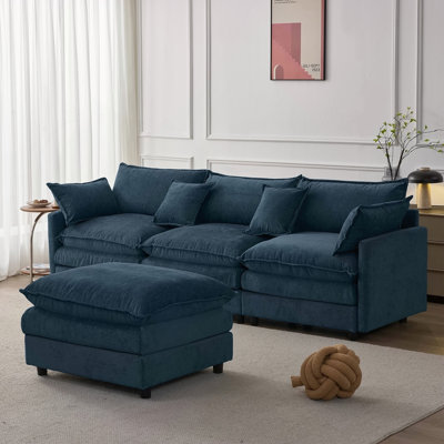 Canapé modulaire en tissu de chenille rembourré de 105 po avec canapé en forme de L et canapé modulaire de 105 po