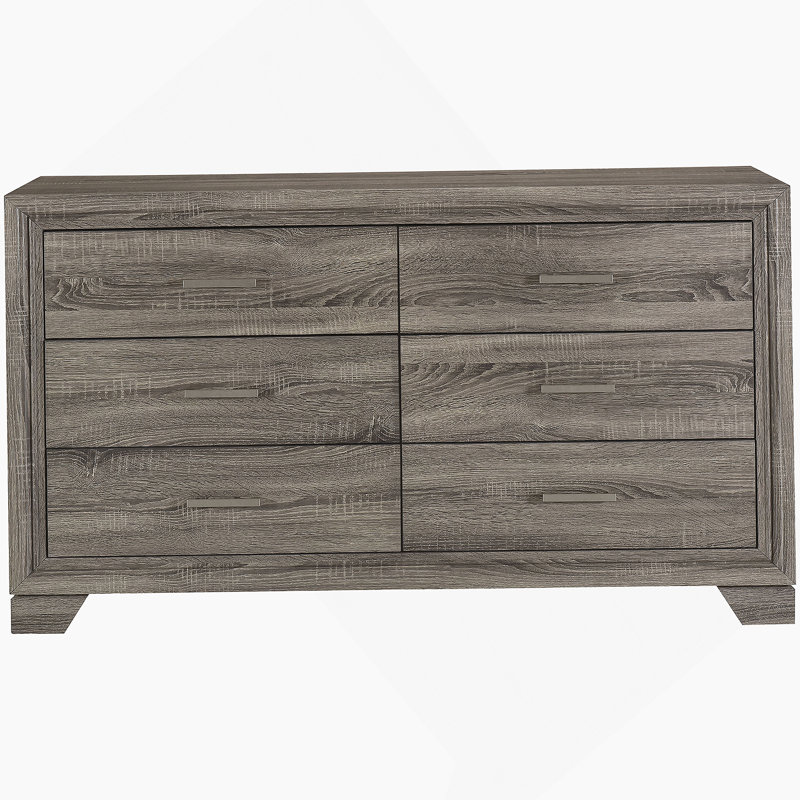 Commode 6 tiroirs en chêne brun