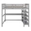 Lit mezzanine en bois de pin massif avec bureau sous le lit et tablettes de rangement-568034569-568034679