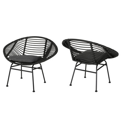 Contemporary Basket Chair For Outdoor Enjoyment - Grey, Iron + Plastic, 29.12 In. Tall, 22.97 Wide, 36.05 Deep, 11.61 Lb, Assembly Required Elegant Areas Steel