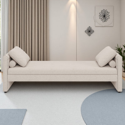 Modern Upholstered Chaise Lounger Daybed With Pillows Small Single Daybed, No Mattress Needed, Perfect For Living Rooms & Home Office,Linen Fabric