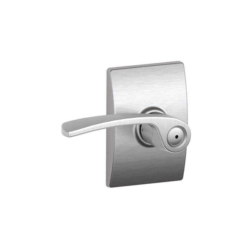 Merano Privacy Door Lever with Century Rosette, Satin Chrome