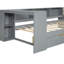 Lit simple avec tête de lit tapissier, installation de rangement et de chargement en bois, plate-forme grise-480579324