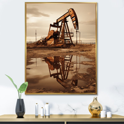 «Modern Sepia Drilling Rig Field I», reproduction sur toile