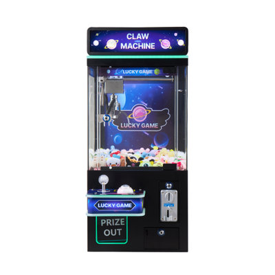 Claw Crane Machine, Medium-Sized Arcade Game Machine with Light & Sound, Adjustable Steel Claws, Precise Toy Candy Grabber Prize Dispenser Vending Toy, for Commercial Home Cinema, Black Purple