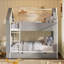 Lit superposé double avec tiroirs et tablettes de rangement, lit superposé en bois avec bande lumineuse, blanc et gris-177336906