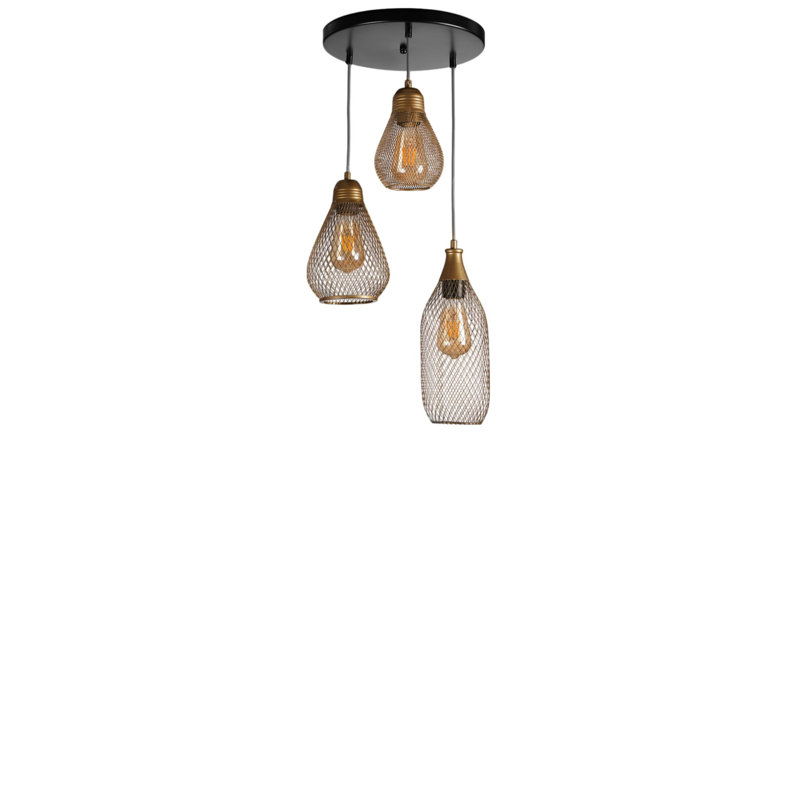 Lustre élégant en métal, finition dorée et noire, hauteur réglable 31,5 po x 9,8 po x 11,8 po | 3 x douilles E27 de 40 W maximum | Éclairage élégant pour le salon, la salle à manger ou la chambre à coucher | Conception moderne avec indice de protection IP20