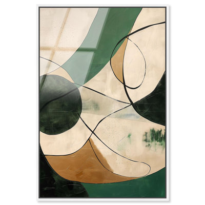 «Greenlight Breeze I», art mural en verre acrylique à haute brillance, art abstrait vert par Art Remedy, cadre blanc, 20 x 30