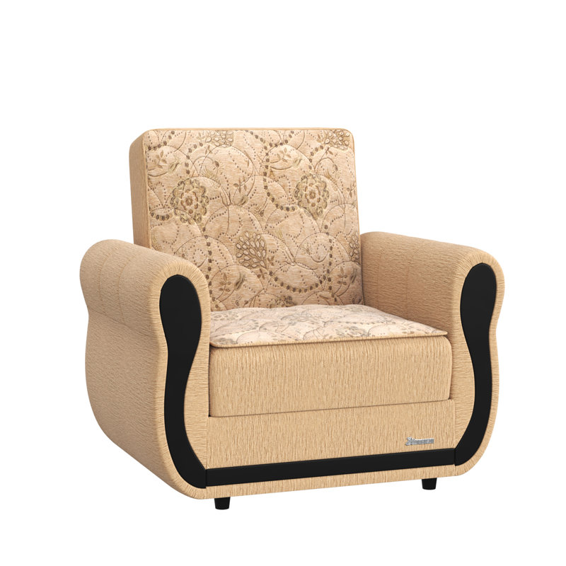 Fauteuil convertible rembourré avec rangement Primenest Averna, beige