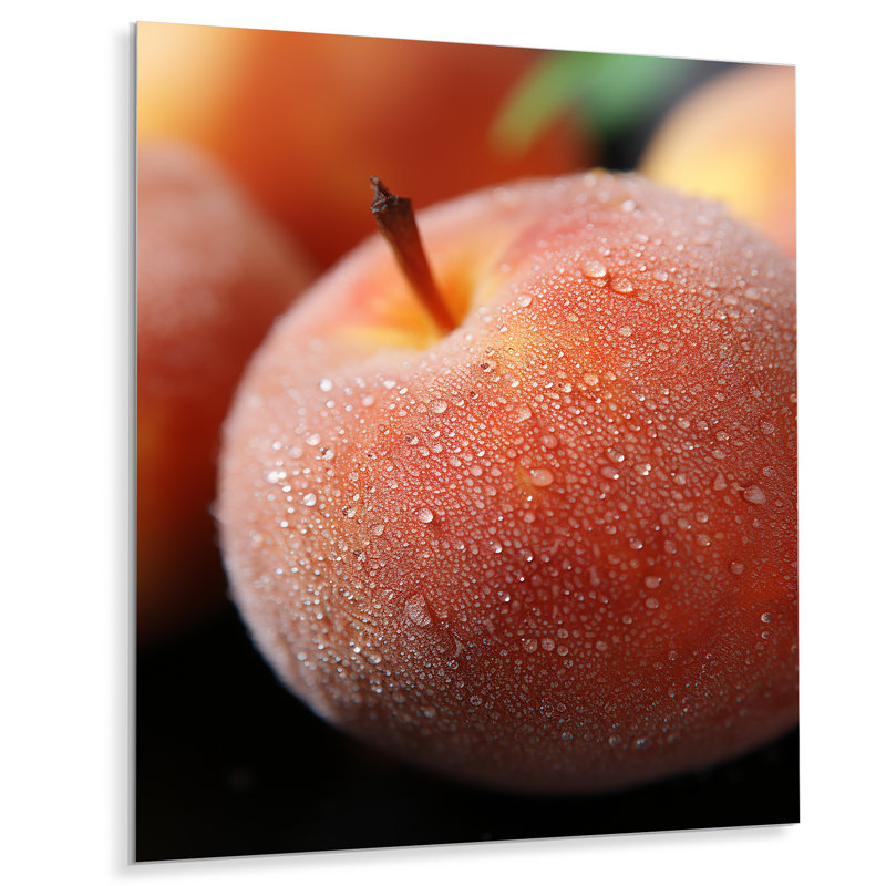 Juice Peach Fruit Delight 1 - fruits, art mural en métal, H 40 po x l 30 po x P 1,5 po