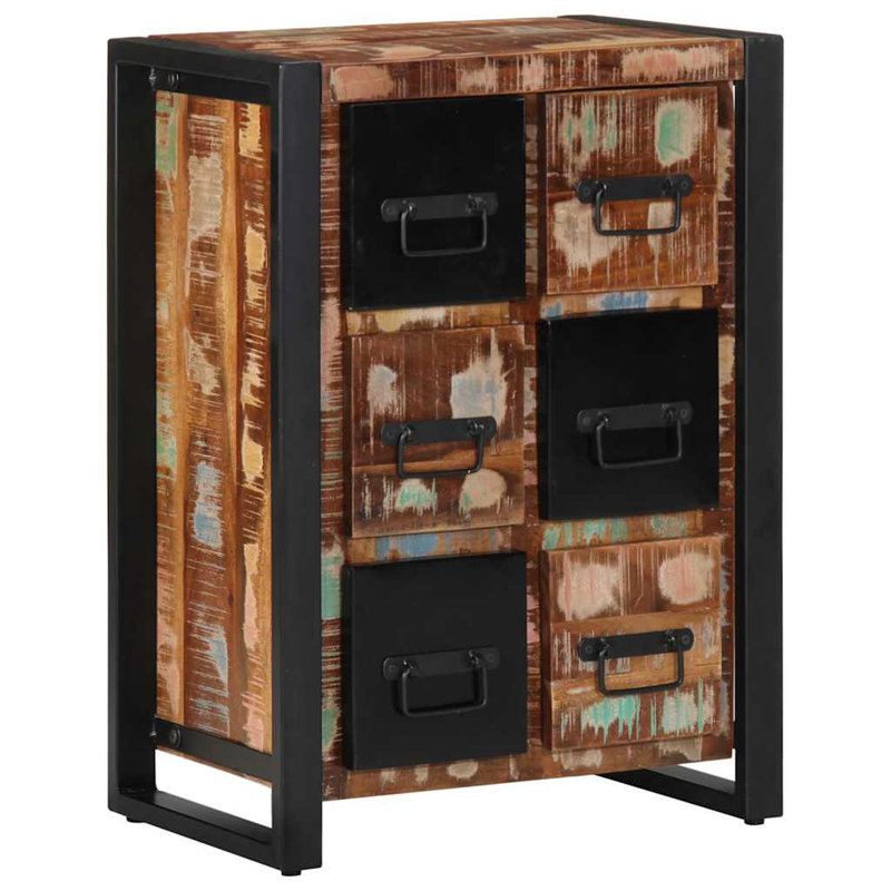 50cm Solid Wood Sideboard, Black/Dark Brown