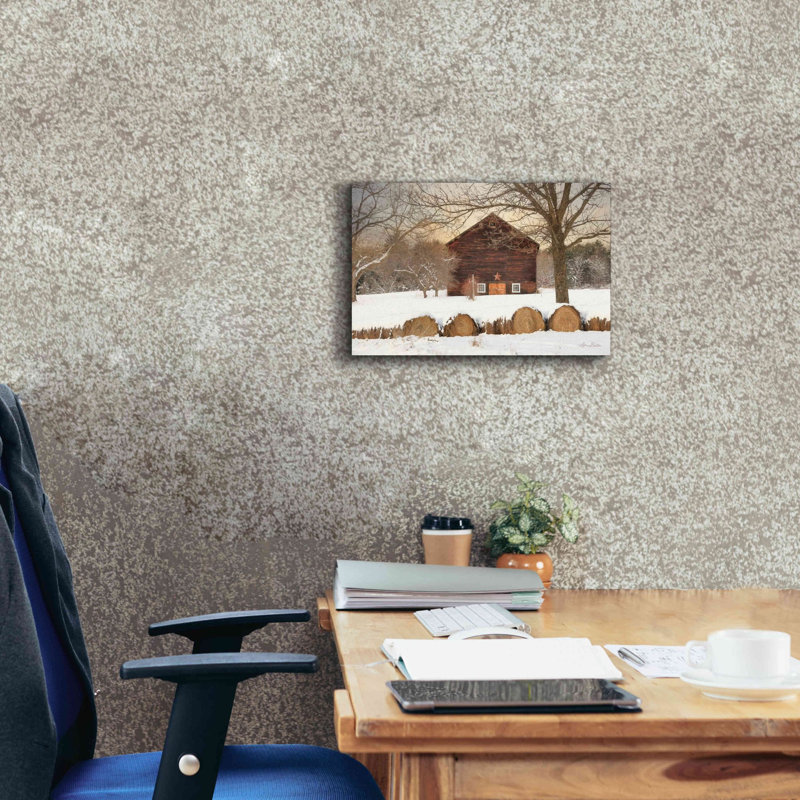 «Snowy Vermont Barn» par Lori Deiter, art mural sur toile, H 12 po x l 18 po x P 0,75 po