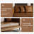 111.81" Solid wood frame sofa-Medieval Modern Leather Sofa With 3 Pillow. Brown