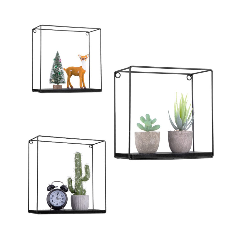 Hendrica 3 Piece Square Accent Shelf, 31cm H x 31cm W x 3cm D, Brown